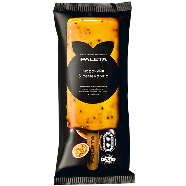 "PALETA" десерт замороженный из маракуйи, манго и с семенами чиа "PALETA" десерт замороженный из маракуйи, манго и с семенами чиа